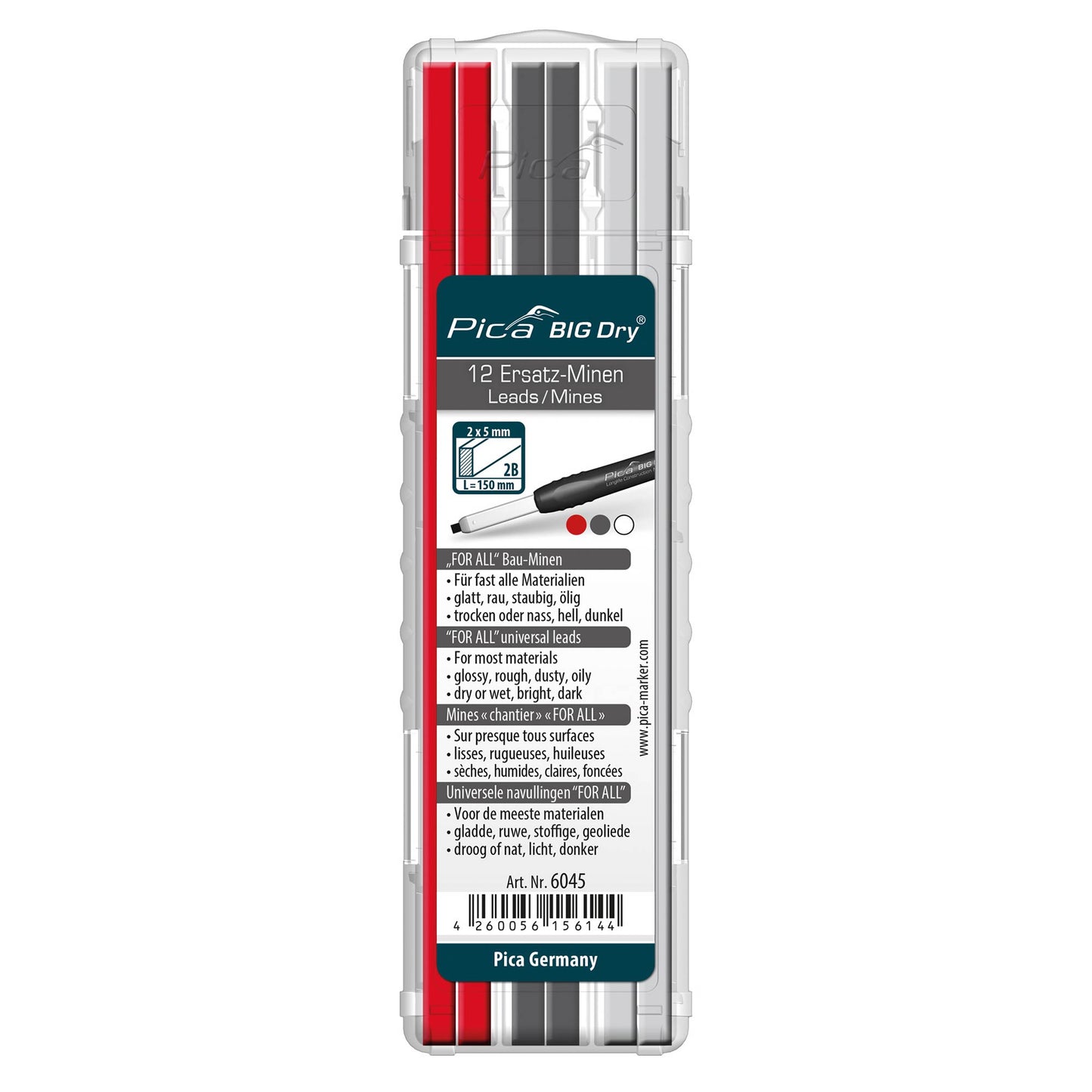 PICA 6045 BIG DRY Refills FOR ALL (Red/Graphite/White) Carpenters Gold