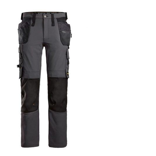 Snickers 6271 AllroundWork Full Stretch Trousers Holster Pockets Steel Grey Gold