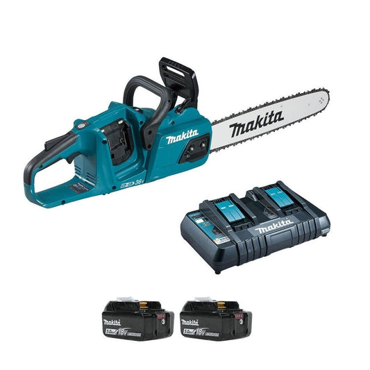 Makita DUC355PT2 Chainsaw 18v  Twin battery   36V  14  350mm Brushless body Gold