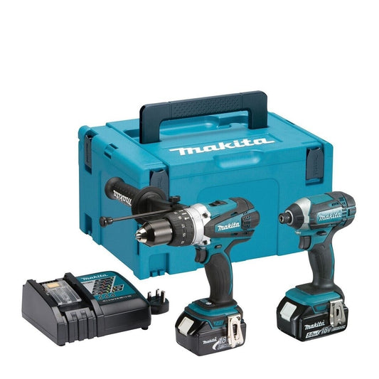 Makita DLX2145TJ 18V Twinpack Combi Drill   Impact Driver Kit Cordless  Silver