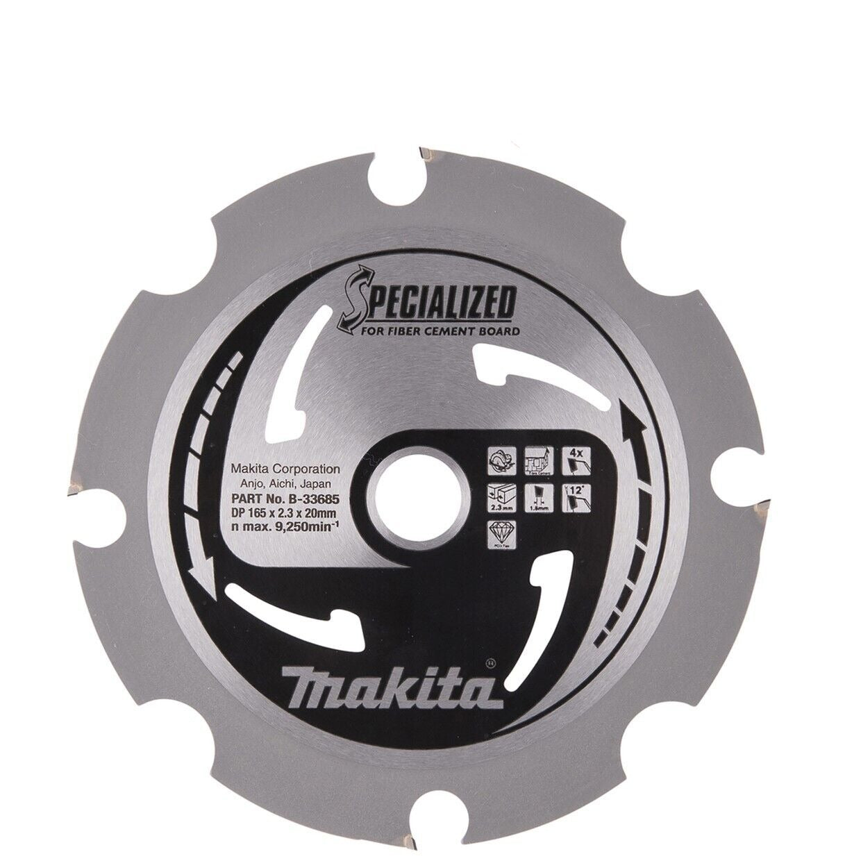 Makita  B-22997 165mm x 20mm x 4T Specialized Cement Board Saw Blade