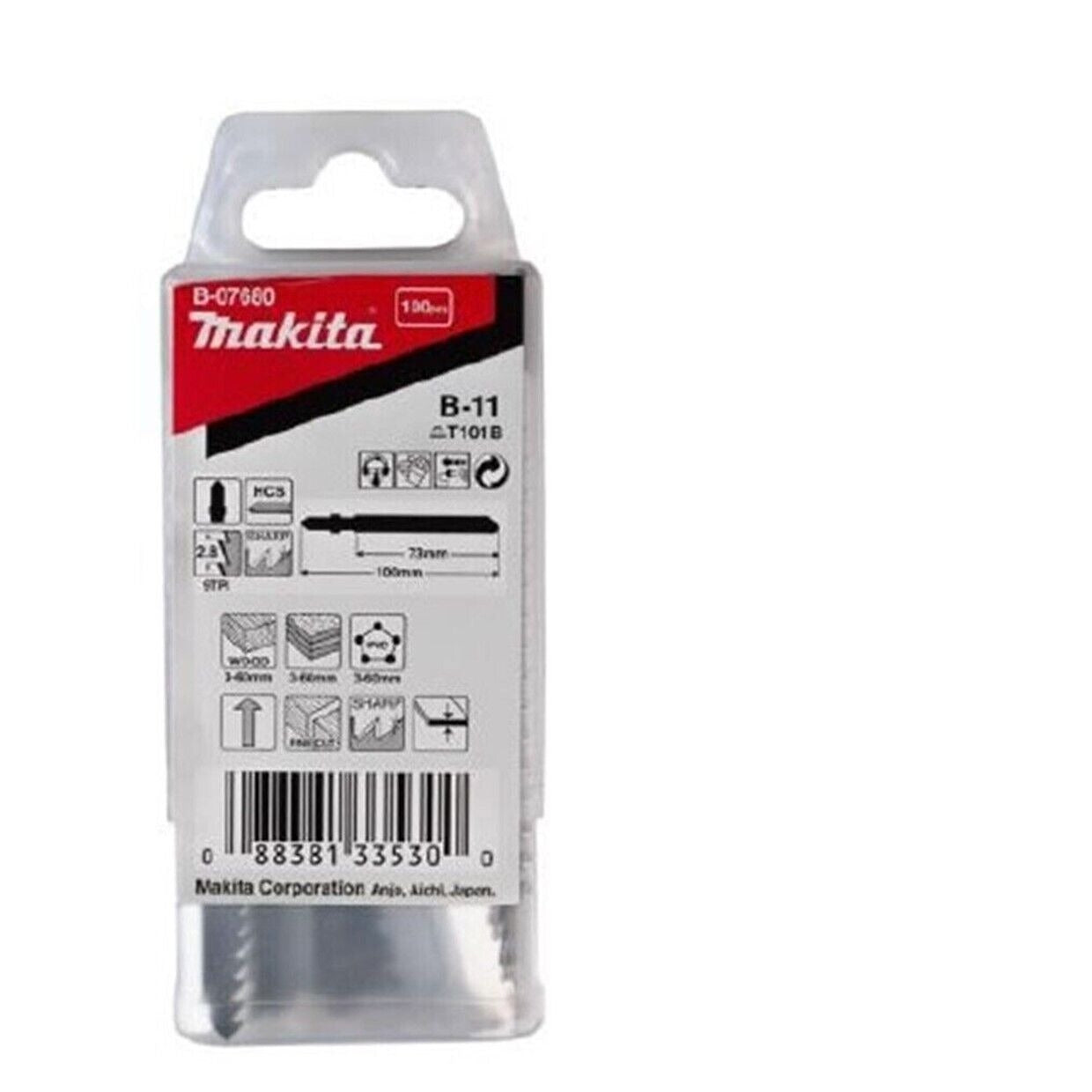 Makita B11 Jigsaw Blades Wood Plastic 75mm T Shank 9TPI 100 Pack  Gold