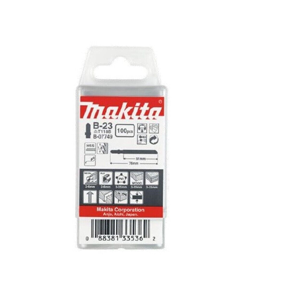 Makita B23 T118B Jigsaw Blades Wood Metal 50mm T Shank Basic Cut 14TPI - 100 PK