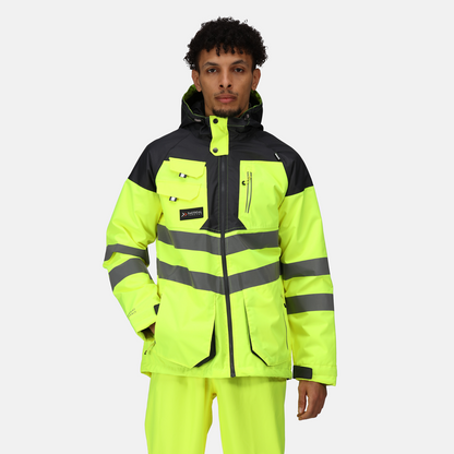 Regatta TRA340 Large  L  Hi-Vis Waterproof Hooded Work Jacket professional  Gold