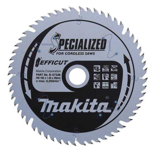 Makita B-57336 165MM X 20MM 56T Plunge saw laminate specialized efficut TCT saw blade Gold