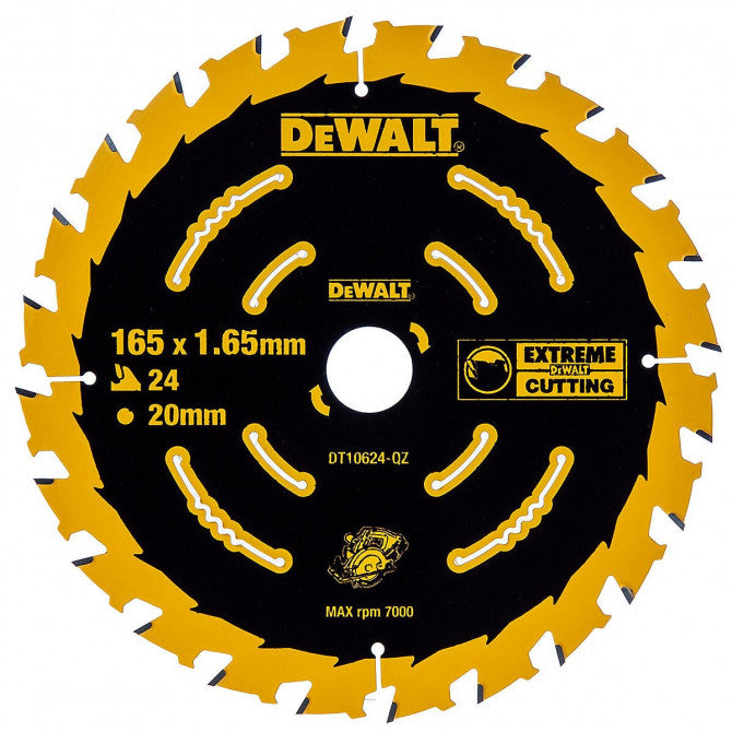 Dewalt Dt10624 Extreme Framing Circular Saw Blade For Wood 165 X 20Mm X 24T Silver