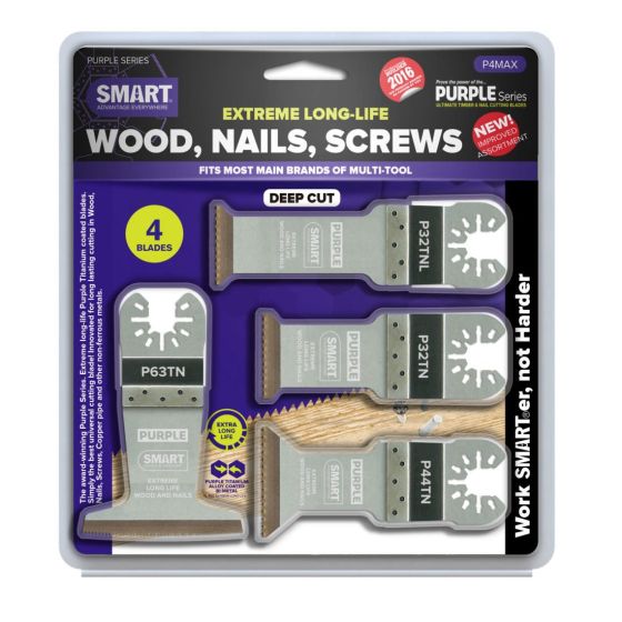 Smart P4MAX multi tool blades wood, nail screws Gold